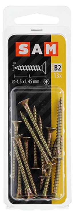 Mack 1017246 - spaanplaatschroef vz kop geelverz.13 st 4,5 x 45 mm | 10 stuks