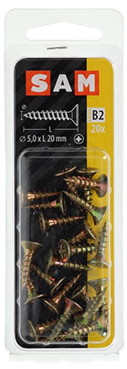 Mack 1017251 - spaanplaatschroef vz kop geelverz.20 st 5,0 x 20 mm | 10 stuks
