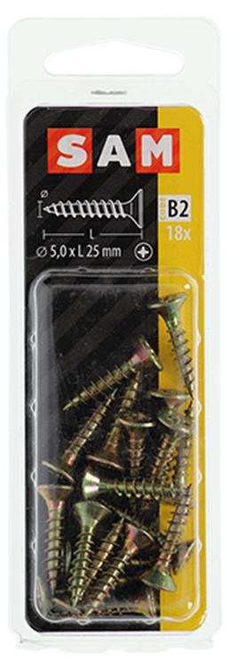 Mack 1017252 - spaanplaatschroef vz kop geelverz.18 st 5,0 x 25 mm | 10 stuks