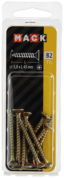 Mack 1017256 - spaanplaatschroef vz kop geelverz.11 st 5,0 x 45 mm | 10 stuks