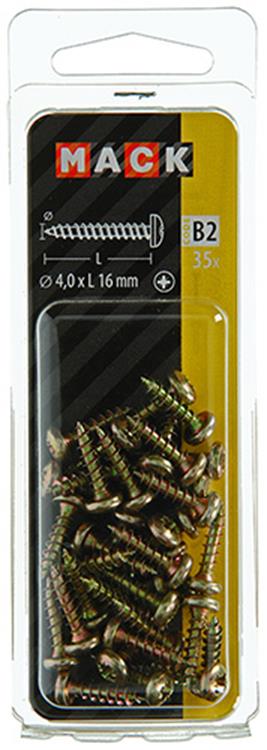 Mack 1017271 - spaanplaatschroef cylkop geelverz.35 st 4,0 x 16 mm | 10 stuks