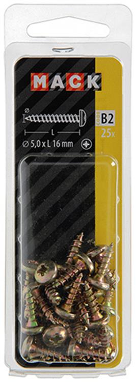 Mack 1017276 - spaanplaatschroef cylkop geelverz.25 st 5,0 x 16 mm | 10 stuks