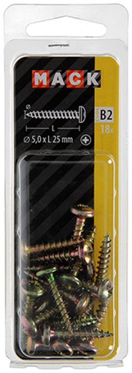 Mack 1017278 - spaanplaatschroef cylkop geelverz.18 st 5,0 x 25 mm | 10 stuks