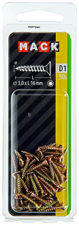 Mack 1017281 - spaanplschr.vzkop-zelfb. geelverz. 50 st 3,0 x 16 mm | 10 stuks