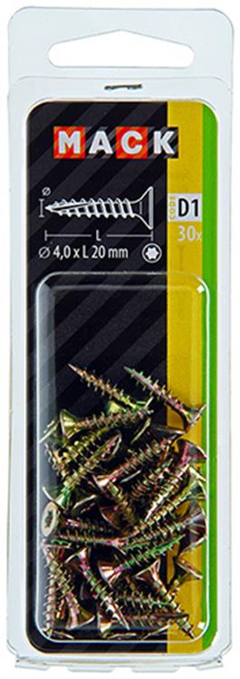 Mack 1017293 - spaanplschr.vzkop-zelfb. geelverz. 30 st 4,0 x 20 mm | 10 stuks