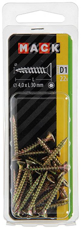 Mack 1017295 - spaanplschr.vzkop-zelfb. geelverz. 22 st 4,0 x 30 mm | 10 stuks