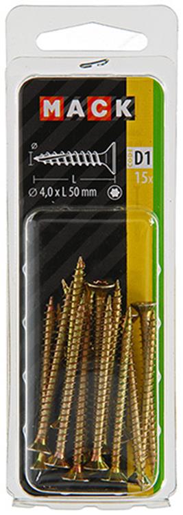 Mack 1017299 - spaanplschr.vzkop-zelfb. geelverz. 15 st 4,0 x 50 mm | 10 stuks