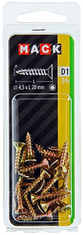 Mack 1017301 - spaanplschr.vzkop-zelfb. geelverz. 24 st 4,5 x 20 mm | 10 stuks