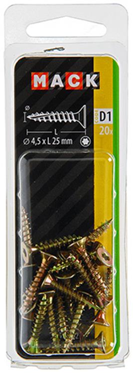Mack 1017302 - spaanplschr.vzkop-zelfb. geelverz.20 st 4,5 x 25 mm | 10 stuks
