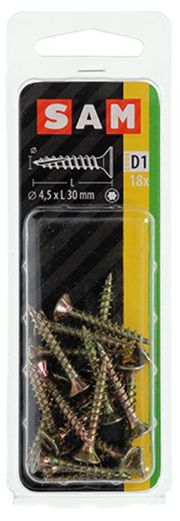 Mack 1017303 - spaanplschr.vzkop-zelfb. geelverz.18 st 4,5 x 30 mm | 10 stuks