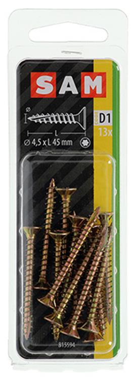 Mack 1017306 - spaanplschr.vzkop-zelfb. geelverz.13 st 4,5 x 45 mm | 10 stuks