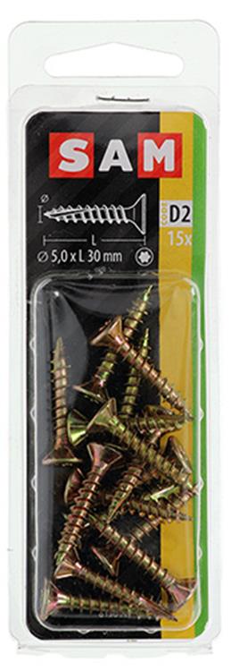 Mack 1017311 - spaanplschr.vzkop-zelfb. geelverz. 15 st 5,0 x 30 mm | 10 stuks