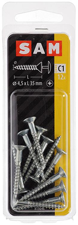 Mack 1017331 - schroef met kopboring staal verz. 12 st 4,5 x 35 mm | 10 stuks