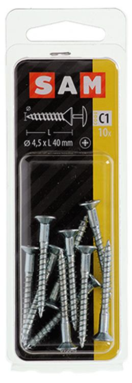 Mack 1017332 - schroef met kopboring staal verz. 10 st 4,5 x 40 mm | 10 stuks