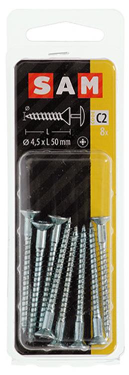 Mack 1017334 - schroef met kopboring staal verz. 8 st 4,5 x 50 mm | 10 stuks