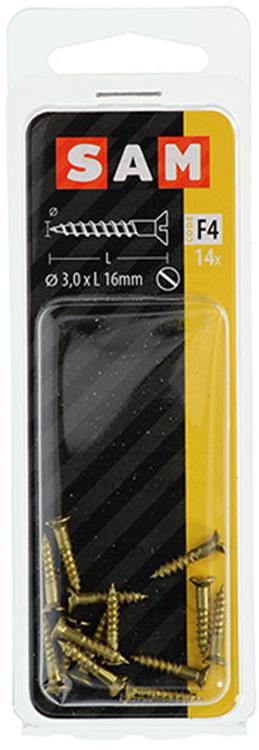 Mack 1019647 - houtschroef verzonken kop messing 14st 3,0 x 16 mm | 10 stuks