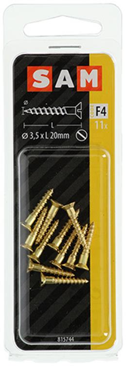 Mack 1019651 - houtschroef verzonken kop messing 11st 3,5 x 20 mm | 10 stuks