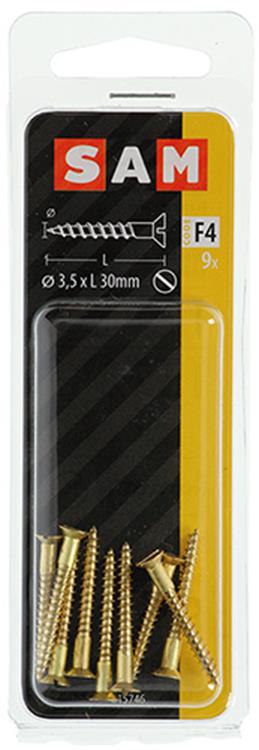 Mack 1019652 - houtschroef verzonken kop messing 9 st 3,5 x 30 mm | 10 stuks