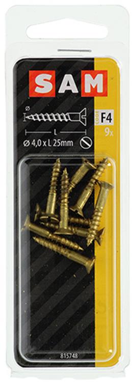 Mack 1019653 - houtschroef verzonken kop messing 9 st 4,0 x 25 mm | 10 stuks