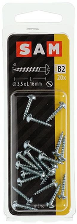Mack 1017369 - houtschroef bolkop staal verzinkt 20 st 3,5 x 16 mm | 10 stuks