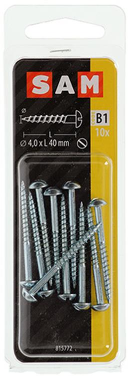 Mack 1017375 - houtschroef bolkop staal verzinkt 10 st 4,0 x 40 mm | 10 stuks