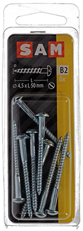 Mack 1017378 - houtschroef bolkop staal verzinkt 8 st 4,5 x 50 mm | 10 stuks