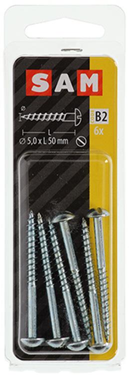 Mack 1017381 - houtschroef bolkop staal verzinkt 6 st 5,0 x 50 mm | 10 stuks