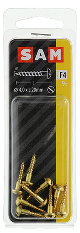 Mack 1019663 - houtschroef bolkop messing 9 st 4,0 x 20 mm | 10 stuks