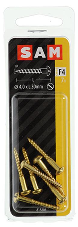 Mack 1019665 - houtschroef bolkop messing 7 st 4,0 x 30 mm | 10 stuks