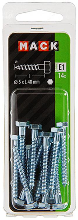 Mack 1017399 - houtdraadbout staal verzinkt 14 st 5 x 40 mm | 10 stuks