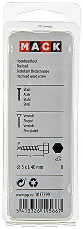 Mack 1017399 - houtdraadbout staal verzinkt 14 st 5 x 40 mm | 10 stuks