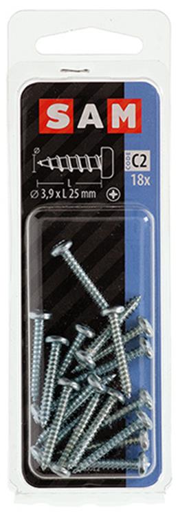 Mack 1017445 - zelftappende schroef cyl kop verz. 18st 3,9 x 25 mm | 10 stuks