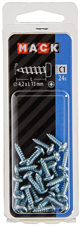 Mack 1017446 - zelftappende schroef cyl kop verz. 24st 4,2 x 13 mm | 10 stuks