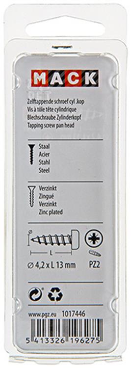 Mack 1017446 - zelftappende schroef cyl kop verz. 24st 4,2 x 13 mm | 10 stuks