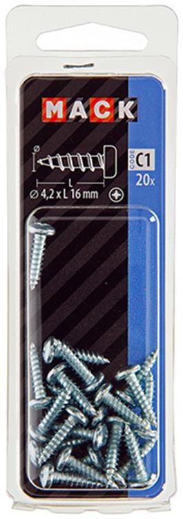 Mack 1017447 - zelftappende schroef cyl kop verz. 20st 4,2 x 16 mm | 10 stuks