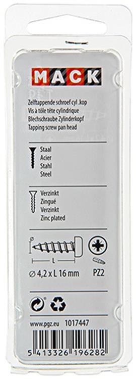 Mack 1017447 - zelftappende schroef cyl kop verz. 20st 4,2 x 16 mm | 10 stuks