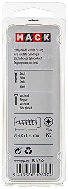 Mack 1017455 - zelftappende schroef cyl kop verz. 7 st 4,8 x 50 mm | 10 stuks