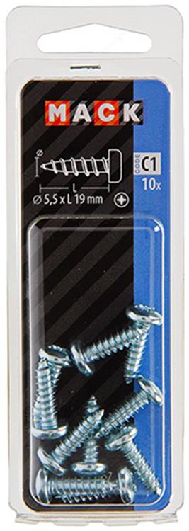 Mack 1017457 - zelftappende schroef cyl kop verz. 10st 5,5 x 19 mm | 10 stuks