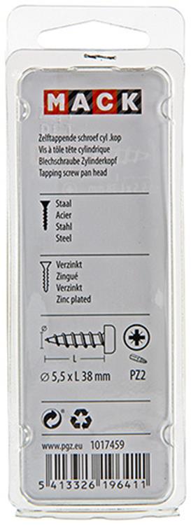 Mack 1017459 - zelftappende schroef cyl kop verz. 7 st 5,5 x 38 mm | 10 stuks