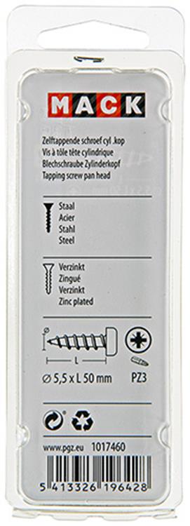 Mack 1017460 - zelftappende schroef cyl kop verz. 5 st 5,5 x 50 mm | 10 stuks