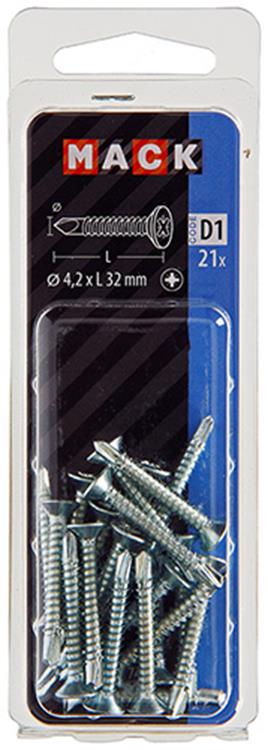 Mack 1017466 - zelfborende schroef vz kop verz. 21 st 4,2 x 32 mm | 10 stuks