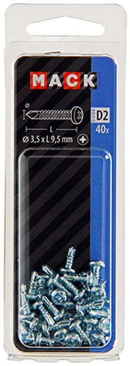 Mack 1017467 - zelfborende schroef cyl. kop verz. 40st 3,5 x 9,5 mm | 10 stuks