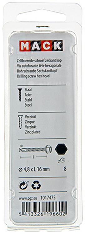 Mack 1017475 - zelfborende schroef zesk.kop verz. 24st 4,8 x 16 mm | 10 stuks