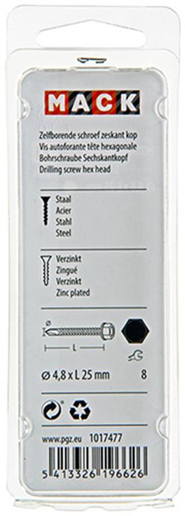 Mack 1017477 - zelfborende schroef zesk.kop verz. 20st 4,8 x 25 mm | 10 stuks