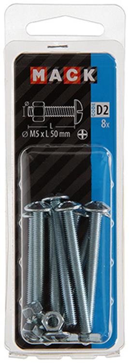 Mack 1017549 - kachelbout + moer staal verzinkt 8 st m5 x 50 mm | 5 stuks