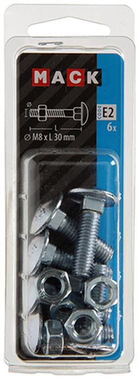 Mack 1017579 - houtbout + moer staal verzinkt6 st m8 x 30 mm | 5 stuks
