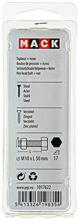 Mack 1017622 - tapbout + moer staal verzinkt 2 st m10 x 50 mm | 5 stuks