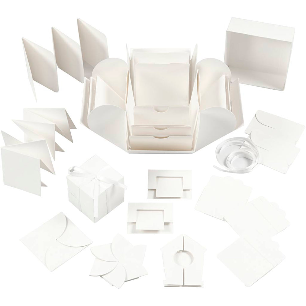 Creativ company explosiedoos geschenkdoos gebroken wit set