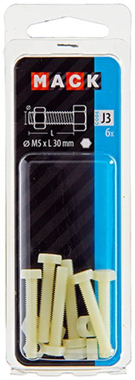 Mack 1017642 - tapbout + moer nylon 6 st m5 x 30 mm | 10 stuks