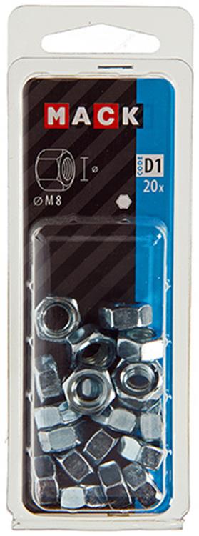 Mack 1017677 - zeskant moer staal verzinkt 20 st m 8 | 10 stuks